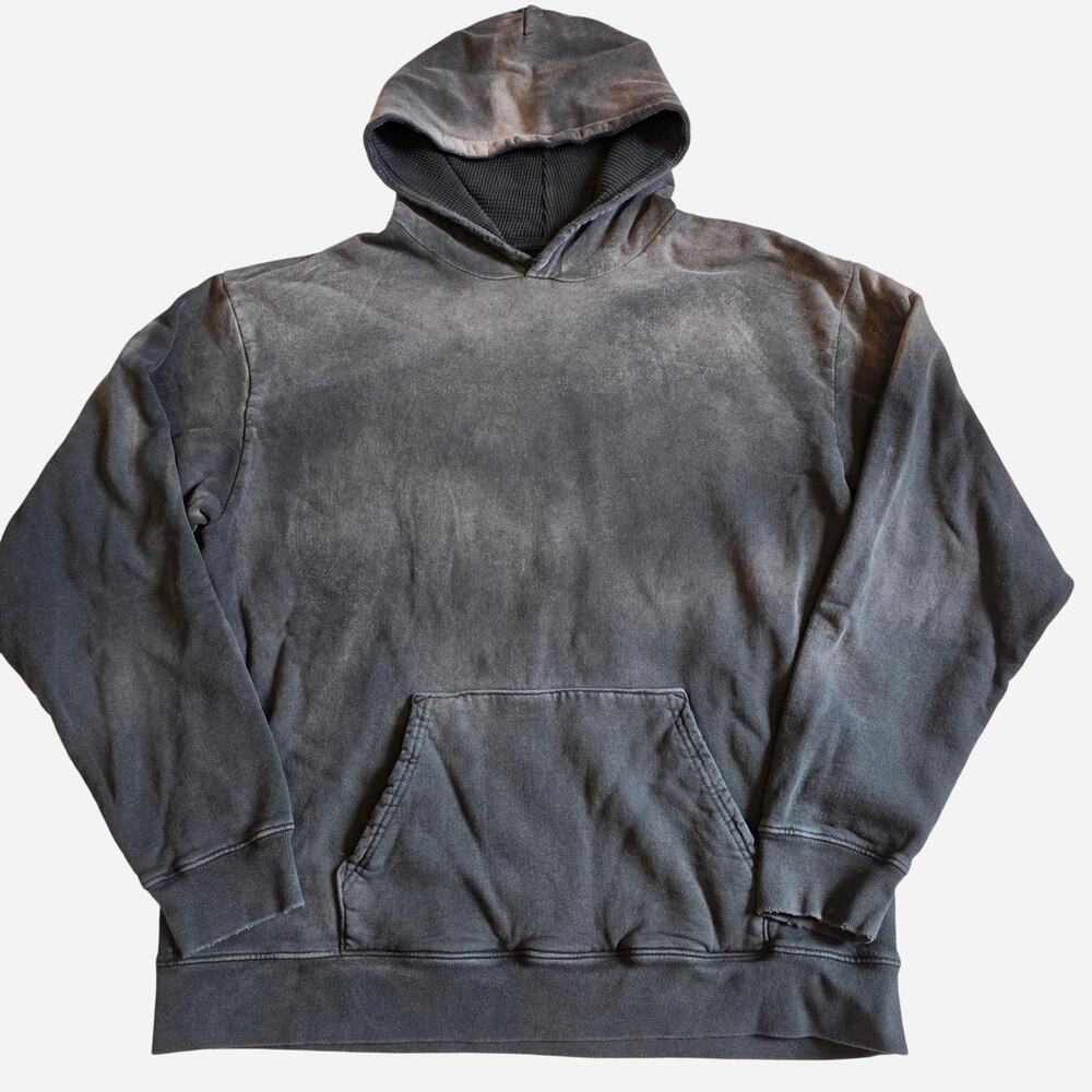 Strawberry Los Angeles Vintage Wash Distressed Hoodie Men's XL Charcoal Black